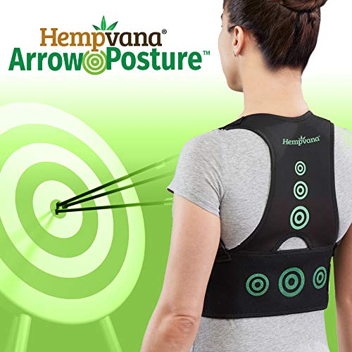 Hempvana Arrow Posture - Fully Adjustable Posture Support & Posture Corrector for Upper Body - Helps Correct Slouching, Text Neck and Hunching Over (S/M)
