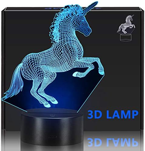 Holybo Unicorn 3D Night Light,Unicorn 3D Lamp Toys for Girls Boys/Kids,Home Decor, Christmas Birthday Gifts for Grils Boys Kids with 7 Color Changing.