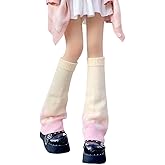 WODECASA Women's Leg Warmers Striped Star Pattern Knitted Y2k Punk Japanese Kawaii Streetwear Harajuku Knee High Leg Socks