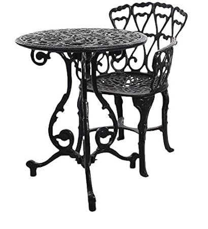 Karara Mujassme Victorian Style Antique Black Garden Outdoor Cast Aluminium Chair And Table