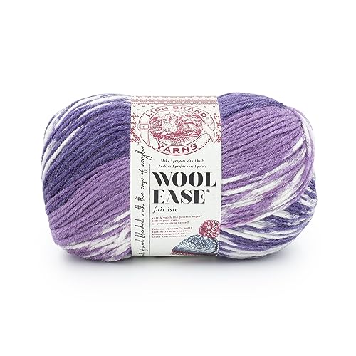 Lion Brand Yarn Wool Ease Fair Isle, Yarn for Knitting, Thistle/Orchid, 1 Pack