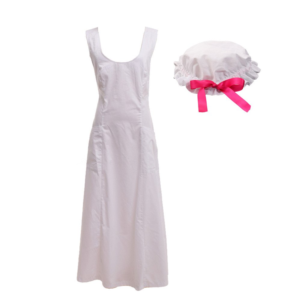 GRACEART Victorian Maid Pinafore Apron Colonial Prarie Peasant Apron with Bonnet (style03)