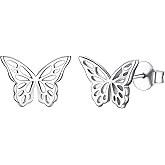 Stainless Steel Butterfly Stud Earrings/Butterfly Wing Earrings Dainty Simple Earrings for Women,hypoallergenic