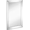 Hamilton Hills 20x30 Inch Rectangular Polished Silver Framed Mirrors for Wall | Large Luxury Mirror with 3in Angled Beveled Edge Frame | Hanging Vanity for Hallway, Entry, Bedroom & Bathroom Mirror