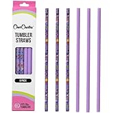 CharCharms 11 inch Tumbler Straws - Pack of 6 Sticker Print Replacement Straws for 30oz Tumbler with 10mm Diameter, BPA Free, Dishwasher Safe & Reusable Plastic Drinking Cup Straw