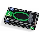 Medline VersaShield Storm Nitrile Exam Gloves, Non-Sterile, Powder-Free, Latex-Free, Black, Large, 100 Count