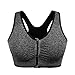 Women's Zip Front Sports Bra Wireless Post-Surgery Bra Active Yoga Sports Bras (X-Large, 2 Pack(Grey+Purple))