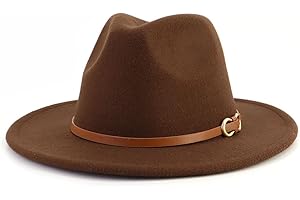 CCAKXCJJ Fedora Hats for Men Women Felt Jazz Hat Wide Brim Panama Hat with Belt Buckle