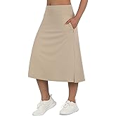 beroy Women 28" Long Skorts for Woman with 2 Pockets Modest Skirt with Shorts Underneath High Waisted Long Skorts