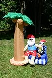Fun City Christmas Lighted Airblown Inflatable Santa Palm Tree w. Penguin 6Ft Yard Decoration