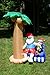 Fun City Christmas Lighted Airblown Inflatable Santa Palm Tree w. Penguin 6Ft Yard Decoration