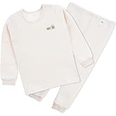 100% Certified Organic Cotton Baby Toddler Thermal Quilted Outfit Long-Sleeve Tee And Pants Playwear Set Winter Fall
