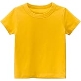 PTPUKE Kids' Tees Crewneck Cotton Solid T-Shirts Boys Girls Short Sleeve Toddler Comfort Soft T-Shirt Undershirt Tops