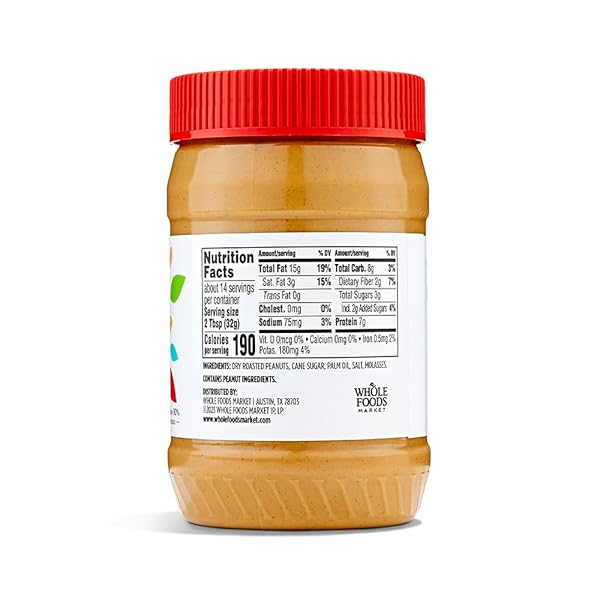 365 BY WHOLE FOODS MARKET, CREAMY PEANUT BUTTER SPREAD, NO STIR, 16 OUNCE
