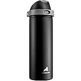 POWCAN 24 oz Insulated Water Bottle for Sports: Push-Button Spout & Quick-Flip Straw, Leakproof, Keep Cold 24Hrs, Fits Car Cupholder, Stainless Steel Bottle for Travel, Gym, School (Midnight Black)