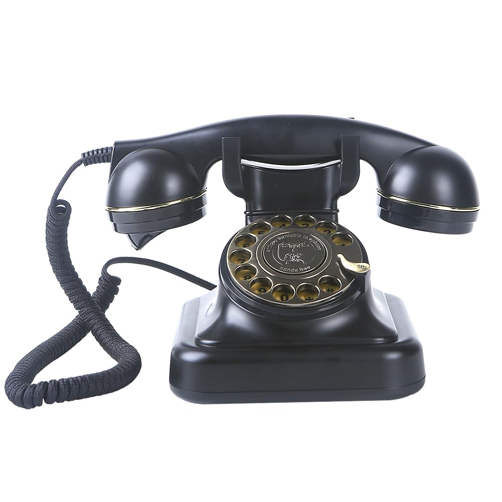 Retro Rotary Phone/1930s Antique Phones for Landline/Old Vintage Rotary Dial Telephone/Vintage Phone Prop/Old Fashioned Rotary Phone/Unique Features: Speaker, Redial, Ringer Off/Black