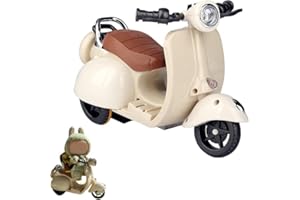 HEPHYCE Scooter Toy for Labubu Toy with Light and Music, 360° Rotate Mini Motorcycle for Labubu, Cute Have a Seat for Labubu Accessories, Interactive Toys Desktop Decor for Doll, Battery Not Included (White)