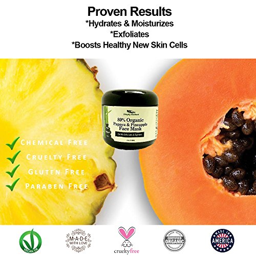 Simply Radiant Beauty Organic Papaya & Pineapple Enzyme Facial Mask for Sensitive Skin. Hydrates, Tones, Moisturizes