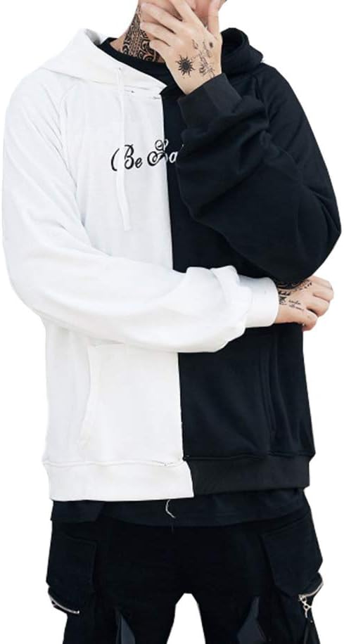 Men Fashion Hip Hop Oversize Hoodies Sweatshirts Smile Print Patchwork Streetwear Coat Tops