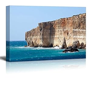 Beautiful Scenery Landscape Comino Island Cliff and View of Mediterranean - Canvas Art Wall Art - 12" x 18"