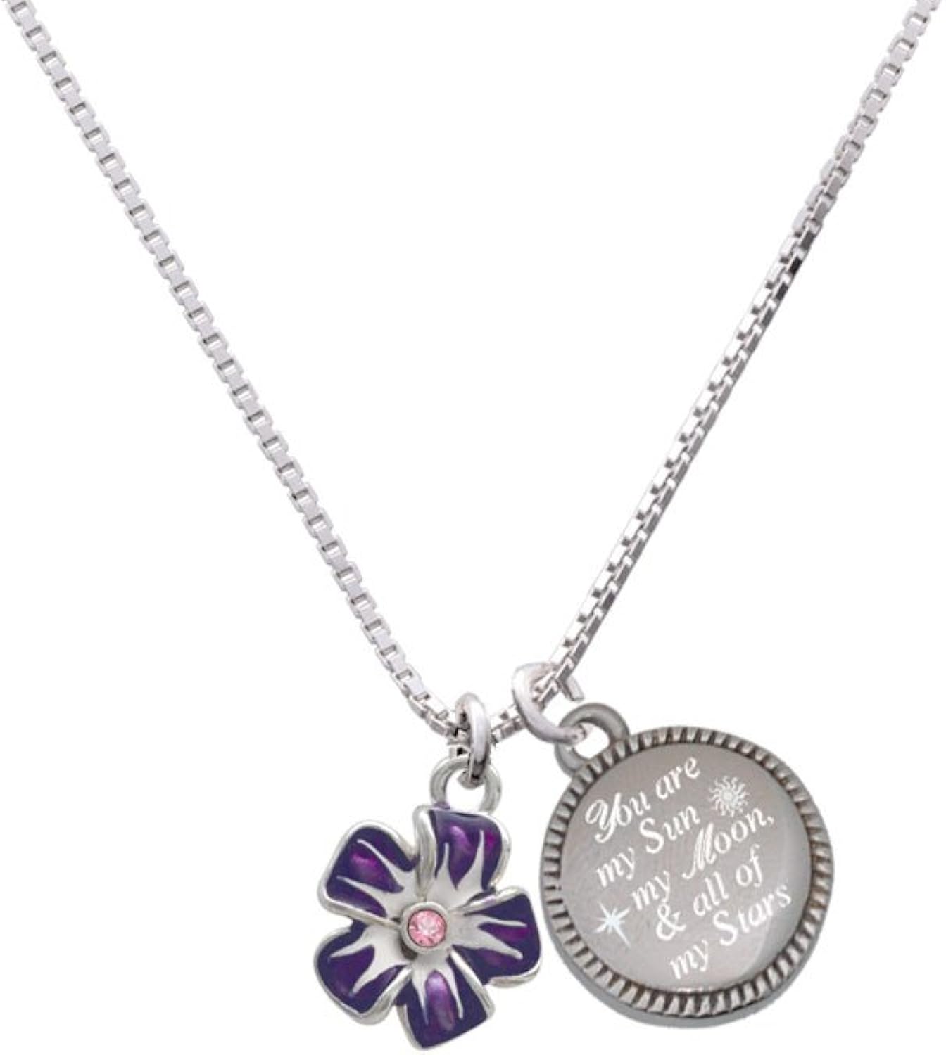 Purple Jewelry Delight and Necklace Engraved Moon My Sun