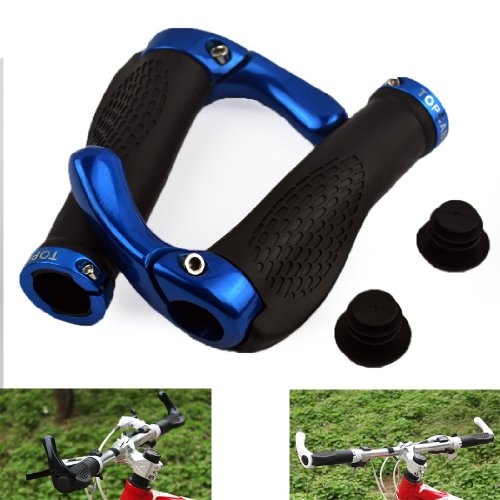 TOPCABINÂ® Ox Horn Silicone Ergonomic Handlebar Grips for Moutain Bike (Blue)