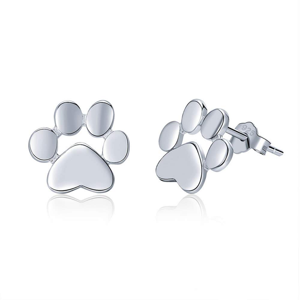 925 Sterling Silver Animal Dog Cat Paw Stud Earrings for Women Footprints Valentine's Day Gift