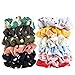 KECUCO 18 Colors Women's Chiffon Flower Hair Scrunchies for Girls Ponytail Holder Elastic Hair Bands, Including 5 pcs Chiffon Polka Dot Print Hair Ties and 13 pcs Colorful Flowers Hair Bows(COLOR 1)
