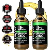 House of Healing Hemp Oil for Pain & Anxiety Relief - (2 Pack) 2500mg - May Help with Sleep, Mood, Stress + More! - Zero THC CBD Cannabidoil - Hemp Extract - Rich in Omega 3,6,9 (Peppermint)