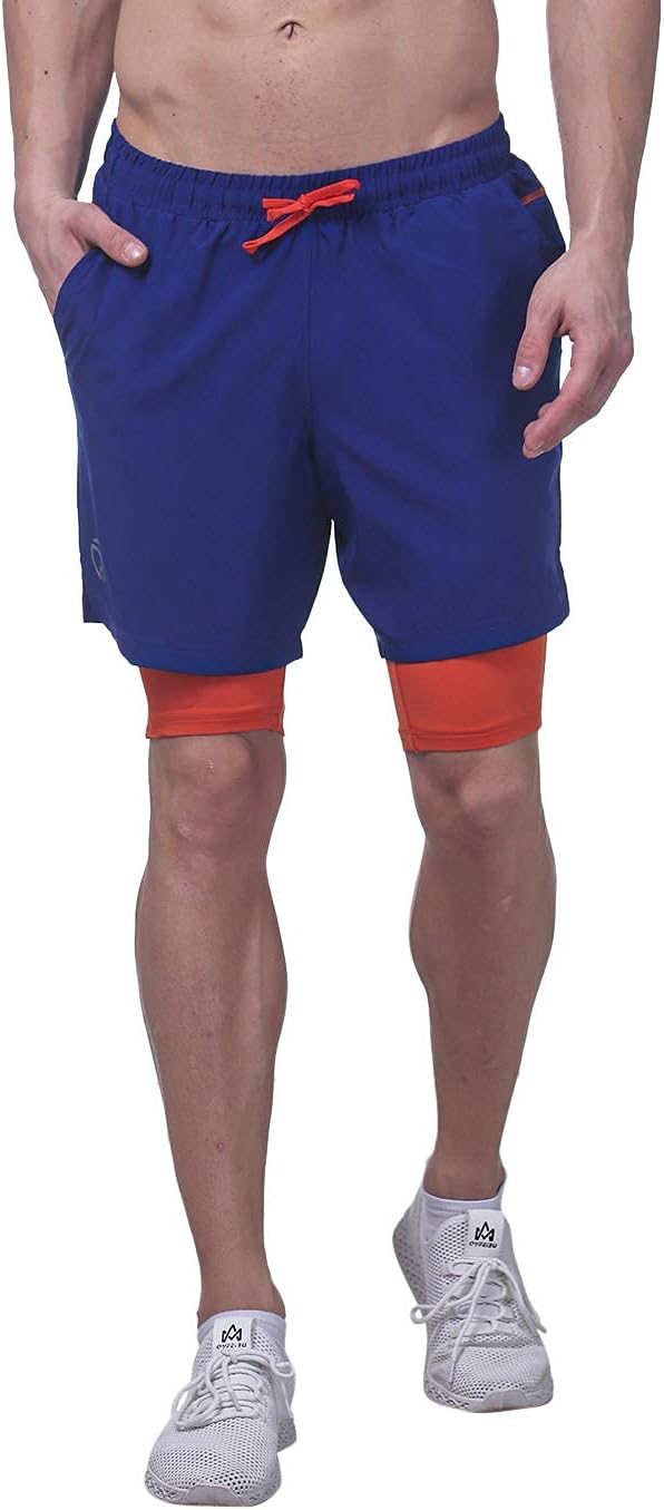 TRUEREVO2 in 1 Running Sports Shorts for Men with Mobile Phone Pocket Light Weight Quick Dry Fabric for Gym Athletic