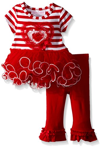Bonnie Baby Baby Heart Applique Tutu Knit Playwear Set, Red, 3-6 Months