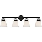 Savoy House 8-1627-4-BK Kaden Industrial Traditional White Opal Glass Bathroom Vanity Wall Light, 4-Light 240 Total Watts, 11