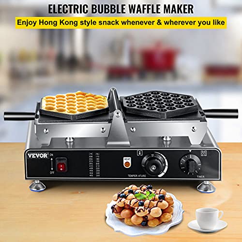 VEVOR Bubble Waffle Maker, 110V Electric Egg Waffle Maker, 1500W Hong