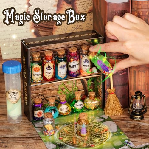 Mystery Potion Making Kit for Kids - 20 Wizard Potion Bottles with Recipe Book, Glitter Charms Creative Activity Set Ages 6-12, Birthday Christmas Gift for Boys & Girls, Perfect for Harry Potter Fans