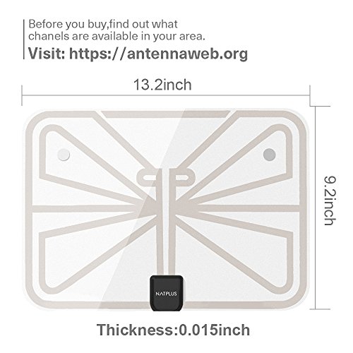 TV-AntennaIndoor-HDTV-Antenna-1080P-50-100-Mile-Range-with-Detachable-Amplifier-Signal-BoosterUSB-Power-Supply-and-165FT-High-Performance-Coax-Cable-Transparent-Appearance-2018-New-Version