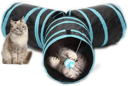 YOHO BUY 3 Way Cat Tunnel with Ball - Tube Fun for Cat, Puppy, Kitty, Kitten, Rabbit