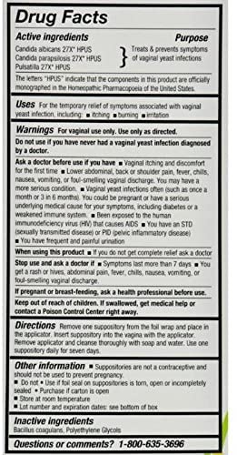 YEAST-GARD ADVANCED HOMEOPATHIC YEAST INFECTION VAGINAL SUPPOSITORIES, 10 COUNT