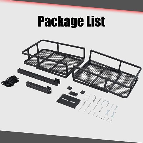 FIERYRED Hitch Cargo Carrier 60" x 20" x 7", 500 LBS Capacity Foldable