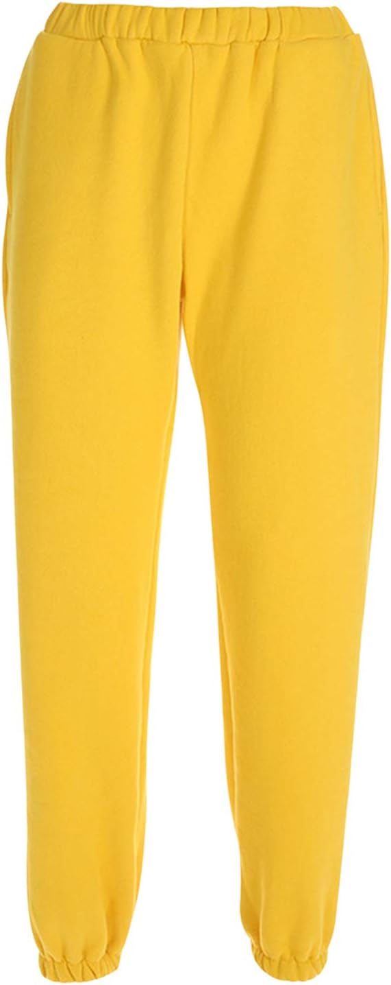 Womens Soft Warm Fleece Lined Jogger Pants Solid Athletic Sports Sweatpants with Pockets