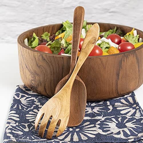 ANDALUCA Teak Wood Kitchen Utensils Fork, 4 Spoons including Wide