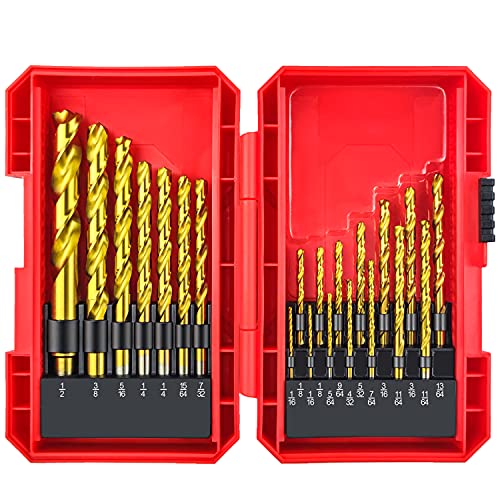 YIYITOOLS Titanium Twist Drill Bit Set 21 Piece Fit