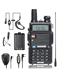 Baofeng walkei Talkie UV 5R Dual Band Radio de dos vías con uno más 1800 mAh UV5R batería una carga de coche una mano Mic y uno tidradio NA 771 antena Ham Radio