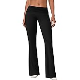 COPYLEAF Flare Leggings for Women Fold Over Yoga Pants Stretch Bell Bottom Y2K Lounge Casual Sweatpants