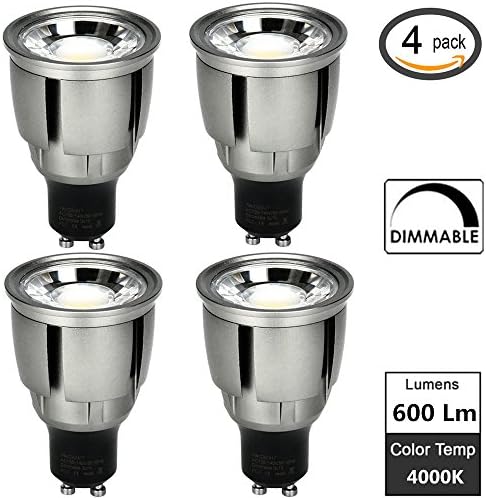 Cooo 7W LED GU10 Bulb Spotlight Bulb Flood Lamp COB Chip Dimmable Neutral White 4000K 60 Degree Beam 600 lumen- 4 Pack