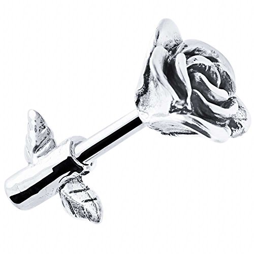 FreshTrends Rose Cartilage Earring Sterling Silver -16 Gauge Stainless Steel Cartilage Piercing Barbell