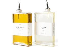 Molimoli Olive Oil Dispenser Bottle for Kitchen, Automatic Pourer, Glass Bottle Dispenser for Kitchen, Olive Oil Cruet, Glass Olive Olive Bottle | Set of 2 - Silver