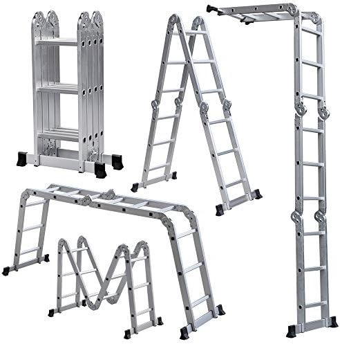 Multi Purpose Aluminum Ladder Folding Step Ladder Scaffold Extendable Heavy Duty by AUEY