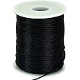 TONIFUL 2mm x 110 Yards Black Nylon Cord Satin String for Bracelet Jewelry Making Rattail Macrame Trim Cord Necklace Bulk Beading Thread Kumihimo Chinese Knot Craft