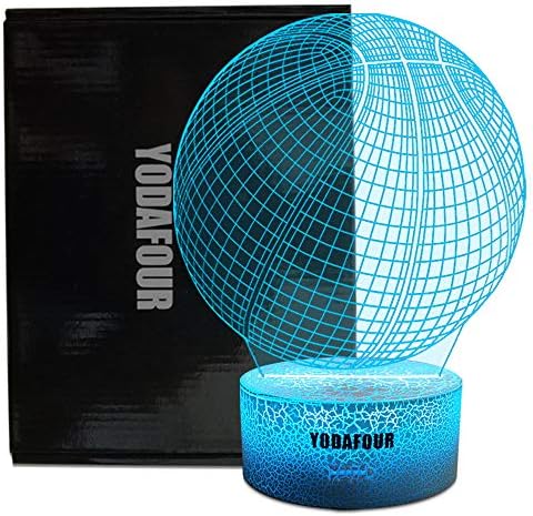 YODAFOUR Basketball Night Light 3D Visual Illusion Lamp, Xmas Halloween Birthday Anniversary, Nursery LED Bedside Table Night Lamps for Boy Children Teen Sports Lovers Bedroom Decor
