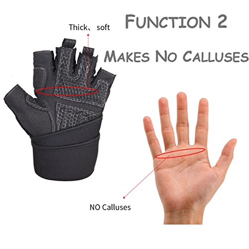 Wekin Weight Lifting Gym Gloves - Ultralight Microfiber & Anti-Slip Silica Gel Grip Padded Workout Gloves with Wrist Wrap Support for Weightlifting, Cross Training, Bodybuilding